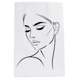 Eine Zeile Frauengesicht Zeichne Nr. 3 Mittlere Geschenktüte