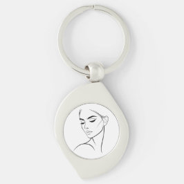 Eine Zeile Frauengesicht Zeichne Nr. 3 Schlüsselanhänger