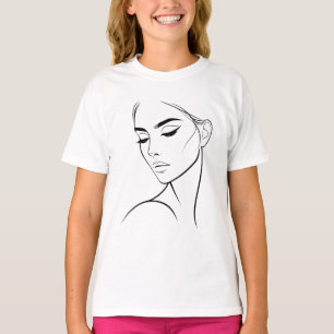 Eine Zeile Frauengesicht Zeichne Nr. 3 T-Shirt