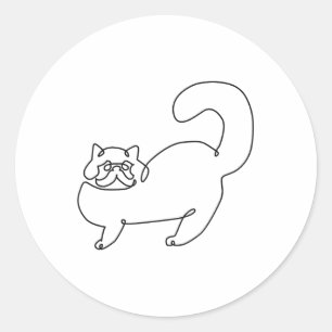 Eine Zeile persische Katze Tattoo _1 Runder Aufkleber