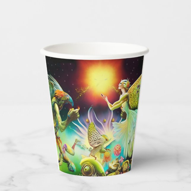 Eine Zeit, in der Ölgemälde in Umlauf gebracht wer Pappbecher (Vorderseite)