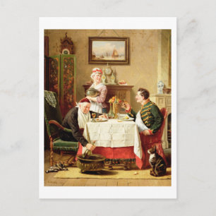Eine zufriedenstellende Mahlzeit, 1883 (Öl auf Lei Postkarte
