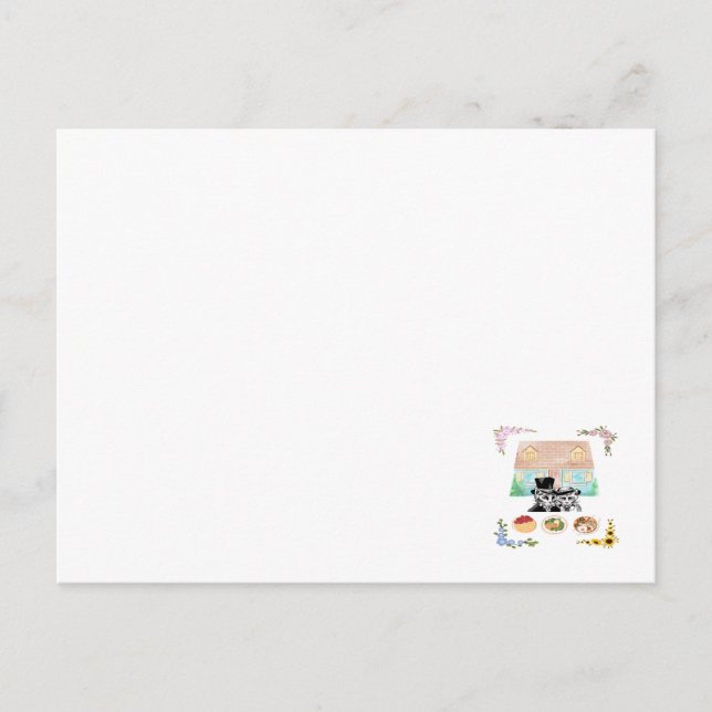 Eine Zuhause, zwei Katzen, drei Mahlzeiten, vier J Postkarte (Vorderseite)