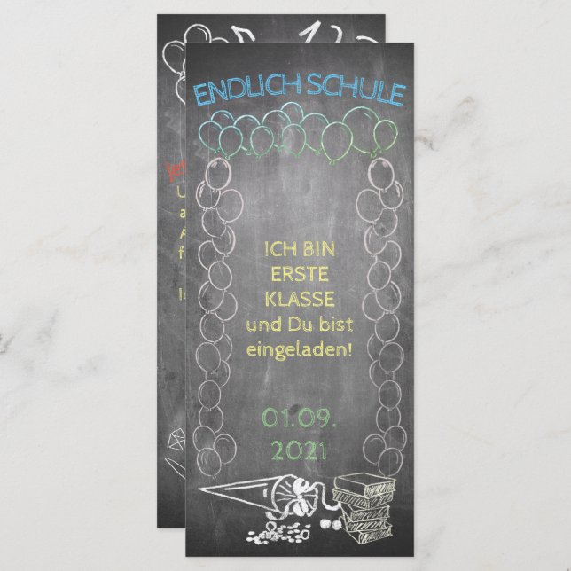 Einelkarte zur Einschulung (Vorne/Hinten)