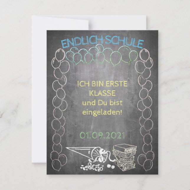 Einelkarte zur Einschulung (Vorderseite)