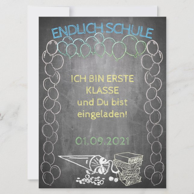 Einelkarte zur Einschulung (Vorderseite)