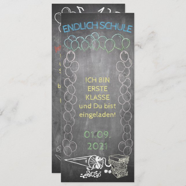 Einelkarte zur Einschulung (Vorne/Hinten)