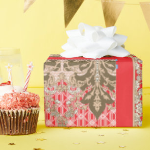 einem Kreuzstich mit roter Grenze Geschenkpapier
