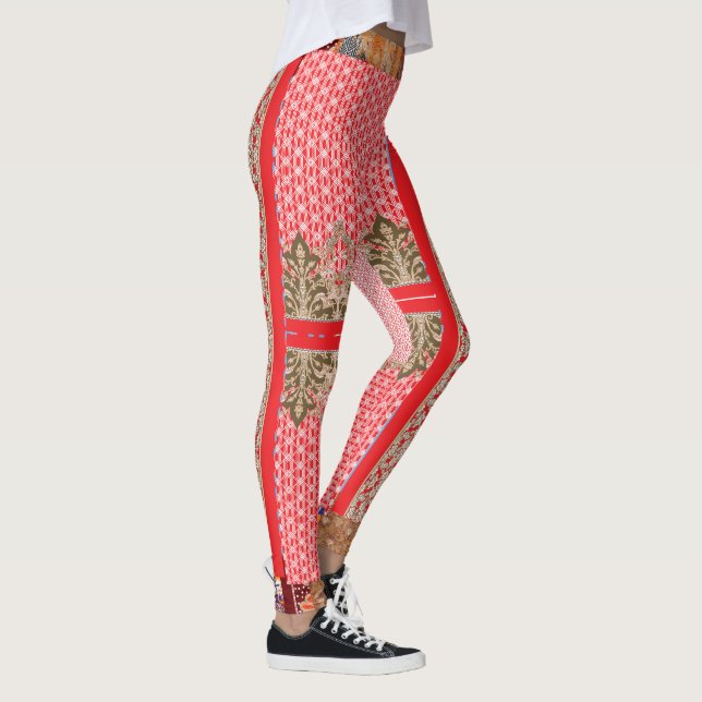 einem Kreuzstich mit roter Grenze Leggings (Rechts)