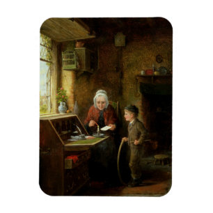 Einen Buchstaben versiegeln, 1890 (Öl auf Platte) Magnet