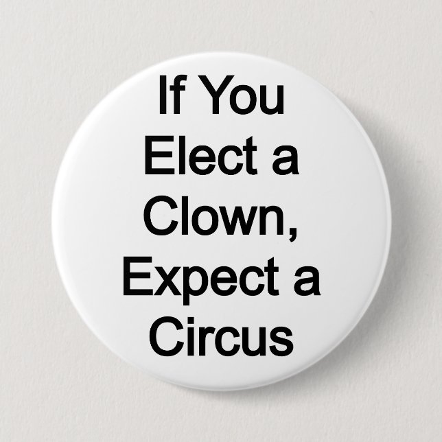 Einen Clown wählen, einen Zirkus erwarten Button (Vorderseite)