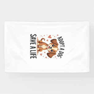 Einen Hund Adoptieren Ein Leben Retten Vintage Süß Banner