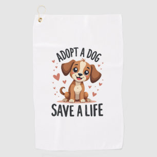 Einen Hund Adoptieren Ein Leben Retten Vintage Süß Golfhandtuch