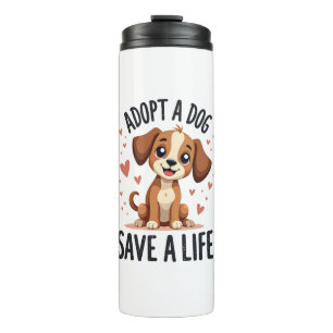 Einen Hund Adoptieren Ein Leben Retten Vintage Süß Thermosbecher