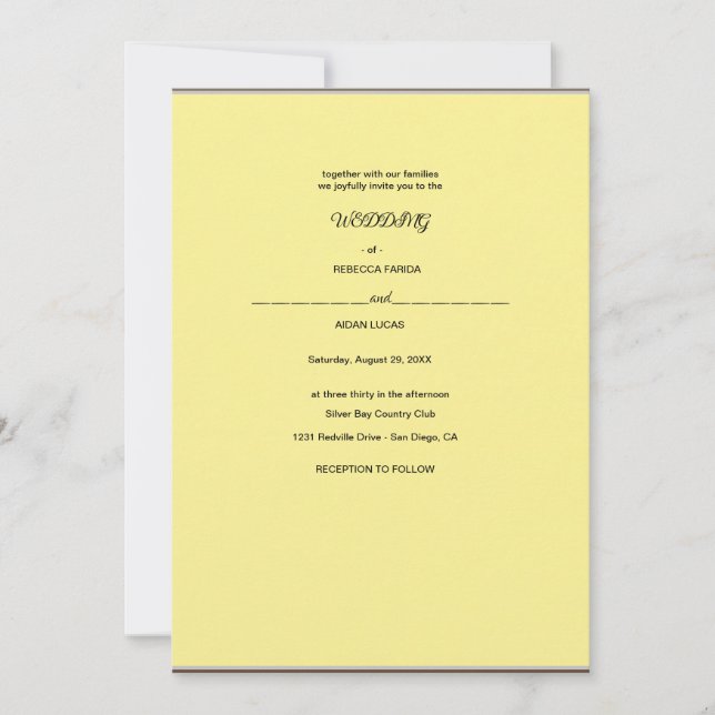 einen Kranz aus einer Blume auf einem weißen Unter Einladung (Vorderseite)