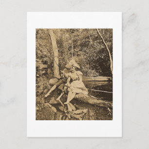 Einen Kuss stehlen Vintage-Angler Postkarte