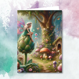 Einen magischen Tag wünschen | Fairy on Artichoke Karte