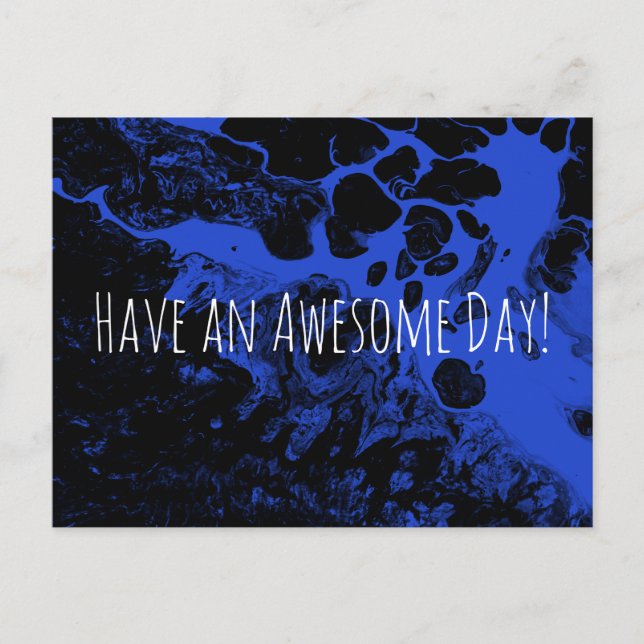 Einen Phantastischen Tag! Black Marble Bright Blue Postkarte (Vorderseite)