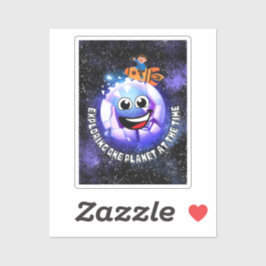 Einen Planeten zu erkunden. Junge in einer Rakete Aufkleber