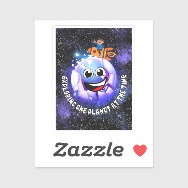 Einen Planeten zu erkunden. Junge in einer Rakete Aufkleber (Blatt)