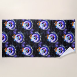 Einen Planeten zu erkunden. Junge in einer Rakete Strandtuch