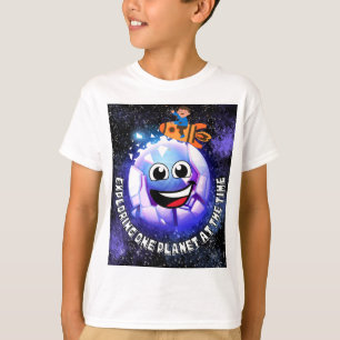Einen Planeten zu erkunden. Junge in einer Rakete T-Shirt