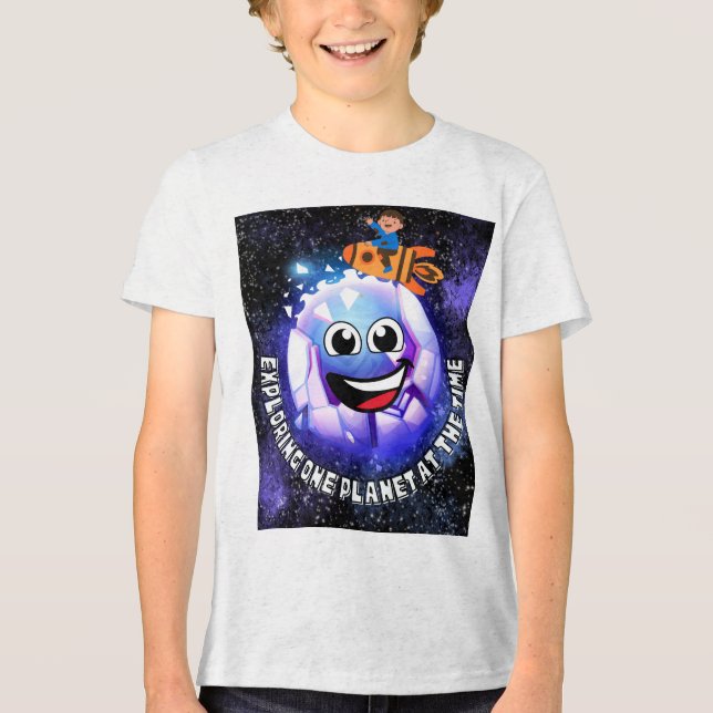 Einen Planeten zu erkunden. Junge in einer Rakete Tri-Blend Shirt (Vorderseite)