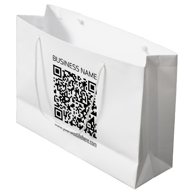 Einen QR-Code für Unternehmen sofort erstellen und Große Geschenktüte (Vorderseite Schrägansicht)
