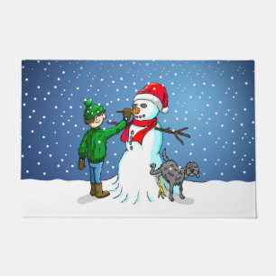 Einen Schneemann bauen Fußmatte