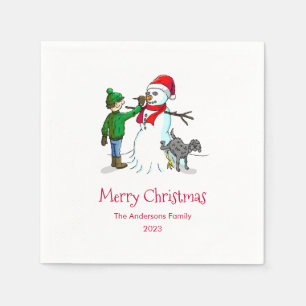 Einen Schneemann bauen Serviette