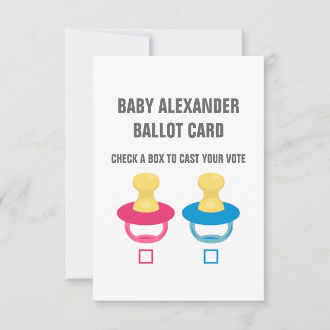 EINEN SCHNULLER-REVEAL-ABSTIMMUNGSBALLOT EINLADUNG (Vorderseite)