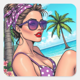 Einen schönen Sommer wünschen | Sprichwort Hi Quadratischer Aufkleber