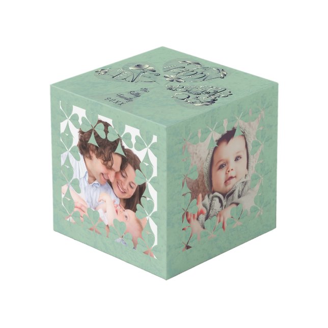 "Einen schönen St. Patrick's Day" Kleeblatt Frame Würfel (Vorderseite Schrägansicht)