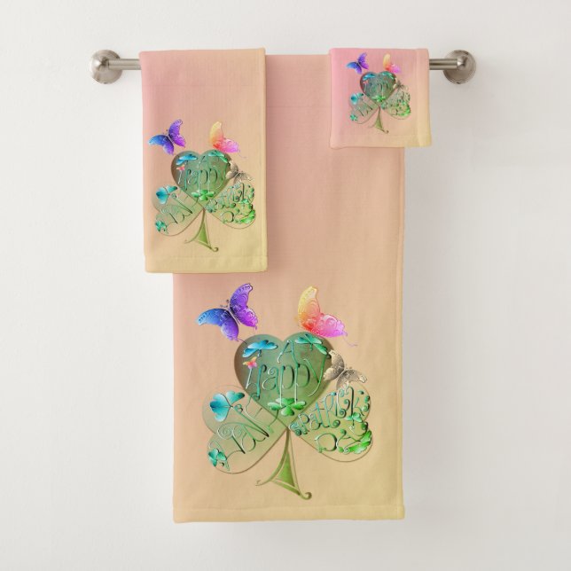 "Einen schönen St. Patrick's Day" Kleeblatt Handtu Badhandtuch Set (Insitu)