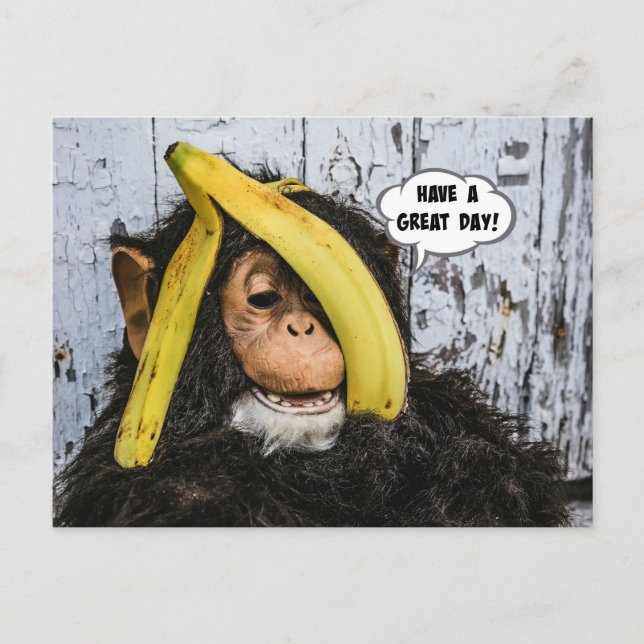 "Einen schönen Tag!" Happy Chimp Postkarte (Vorderseite)