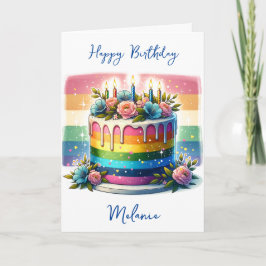 Einen spektakulären Birthday Rainbow Cake Karte