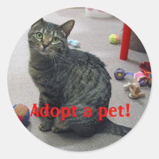 Einen Sticker für Haustiere adoptiert