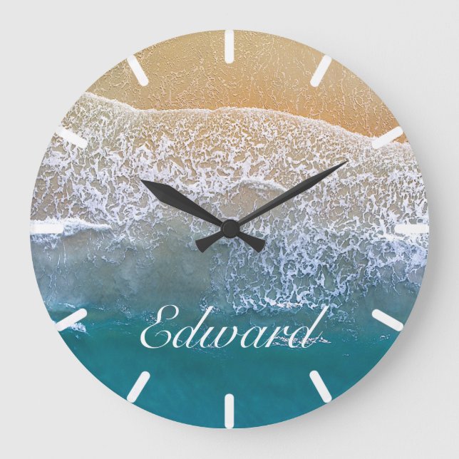 Einer am Strand Große Wanduhr (Vorderseite)