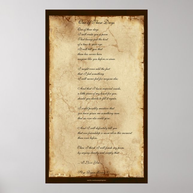 "Einer dieser Tage" Freundschaftsgedicht Poster (Vorne)