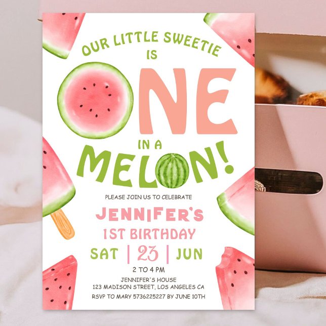 Einer in einem Melon! Girl Pink Watermelon 1. Gebu Einladung (Von Creator hochgeladen)