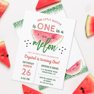 Einer in einem Melon-Glitzer Watermelon Erstgeburt Einladung
