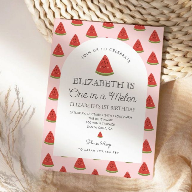 Einer in einem Melon Little Sweetie ersten Geburts Einladung (Von Creator hochgeladen)