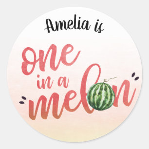 Einer in einem Melon Watermelon Geburtstags-Umschl Runder Aufkleber