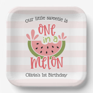 Einer in einem Melon Watermelon zum ersten Geburts Pappteller