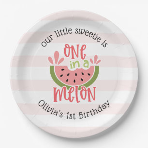 Einer in einem Melon Watermelon zum ersten Geburts Pappteller