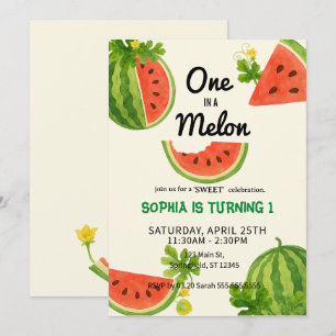 Einer in einer Wassermelone! 1. Geburtstag Party Einladung