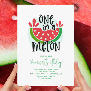 Einer in einer Wassermelone Rot Grün 1. Geburtstag Einladung