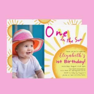Einer in Sun Pink und Orange zum ersten Geburtstag Einladung