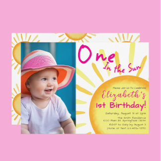 Einer in Sun Pink und Orange zum ersten Geburtstag Einladung