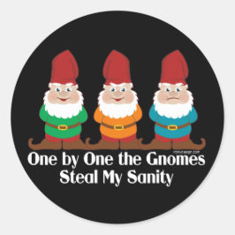 Einer nach dem anderen die Gnome Runder Aufkleber